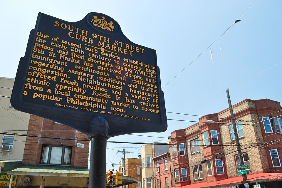 费城意大利市场怎么逛?吃饭、商户营业与家庭交通|South 9th Street Curb Market Historical Marker NE corner of 9th & Christian Sts Philadelphia PA (DSC 2798)