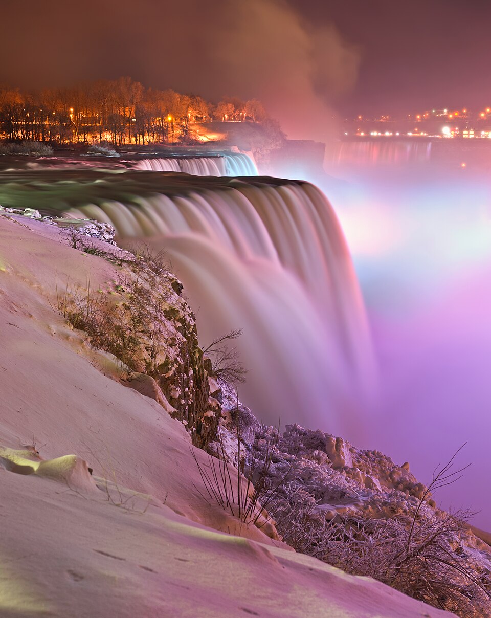 波士顿去尼亚加拉怎么规划？不绕纽约的多日取舍｜Niagara falls - Winter - Prospect point view at night