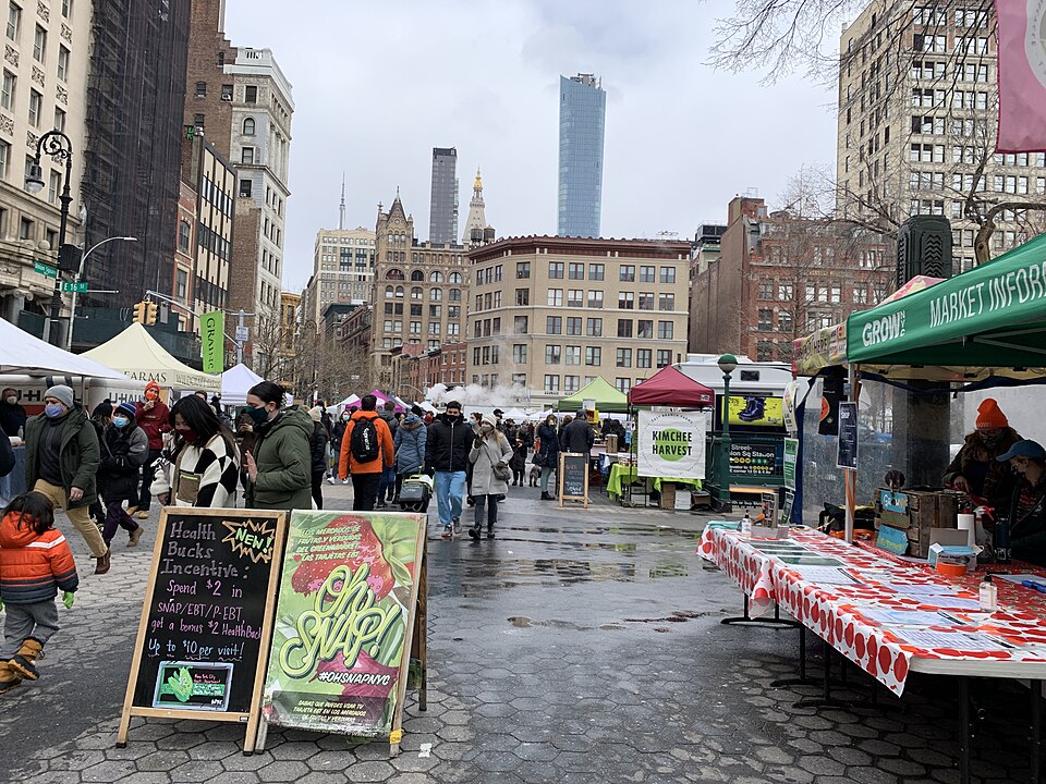 纽约联合广场怎么逛？市集日期、书店与家庭交通｜Union Square Farmers' Market, Manhattan, Feb 2021, New York