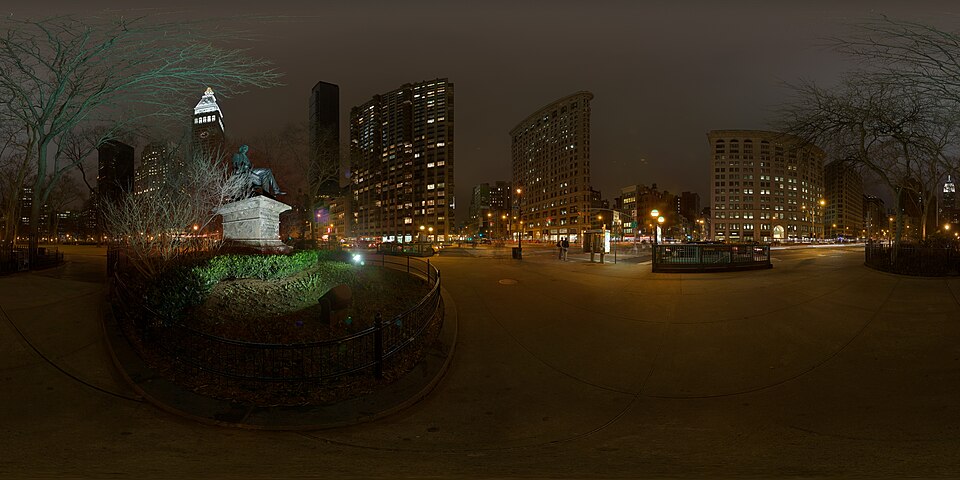 纽约熨斗大厦怎么拍？外观、麦迪逊广场与短停交通｜Flatiron Building, Madison Square, Broadway - NYC Panorama - panoramio