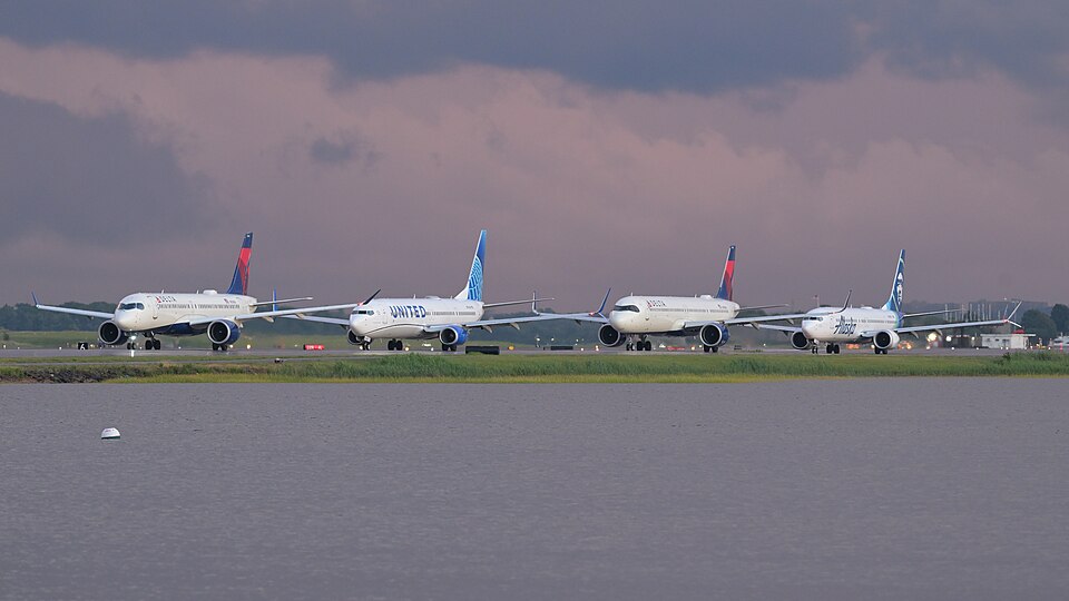 波士頓機場到Andover怎麼安排？家庭探親與訪校接送｜Aircraft lining up on taxiway N at Logan International Airport July 2025 1
